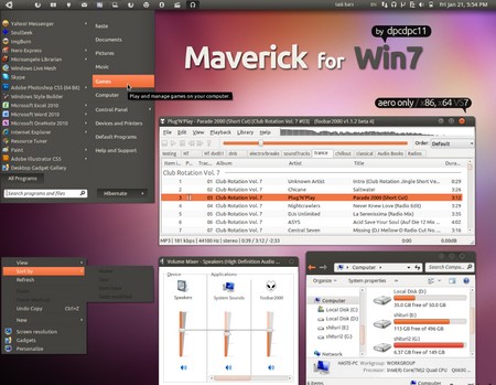 Maverick для Win7 – набор оформления в стиле Ubuntu